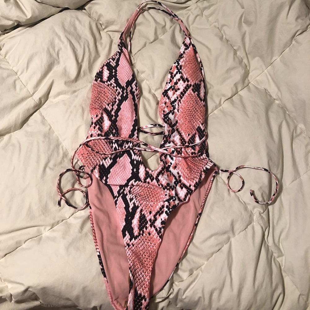 Snakeskin Print One Piece Bathing Suit